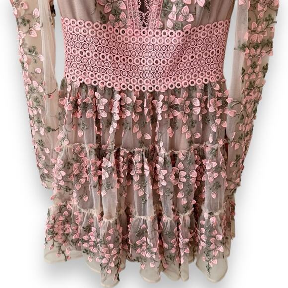 Bronx and Banco Megan Long Sleeve Mini Dress in Rose Pink Small (2-4 US) Women’s - Picture 4 of 13